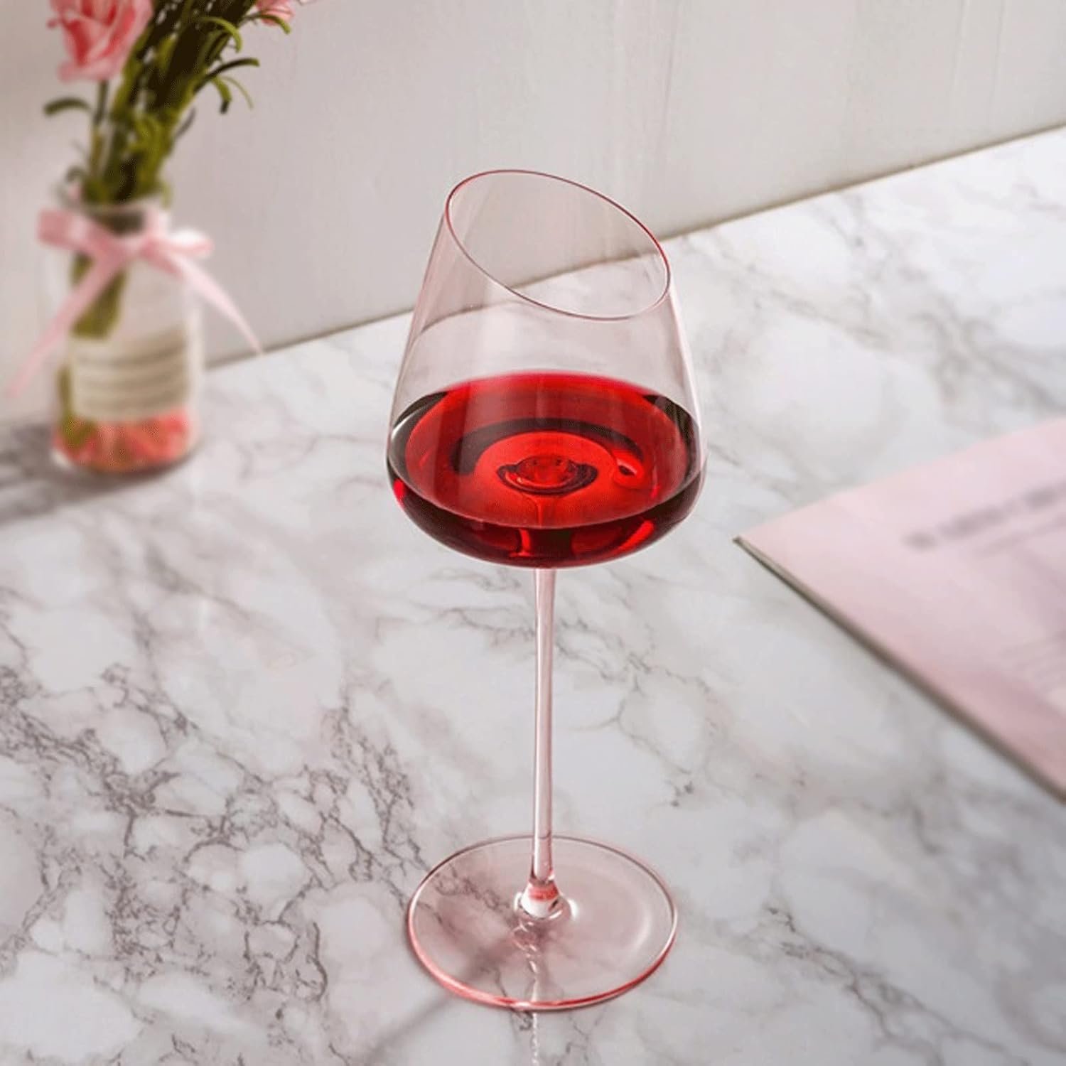 Flamingo Pink Crystal Wine Glass