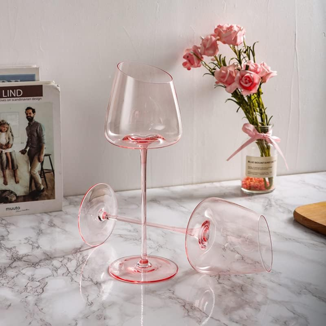 Flamingo Pink Crystal Wine Glass