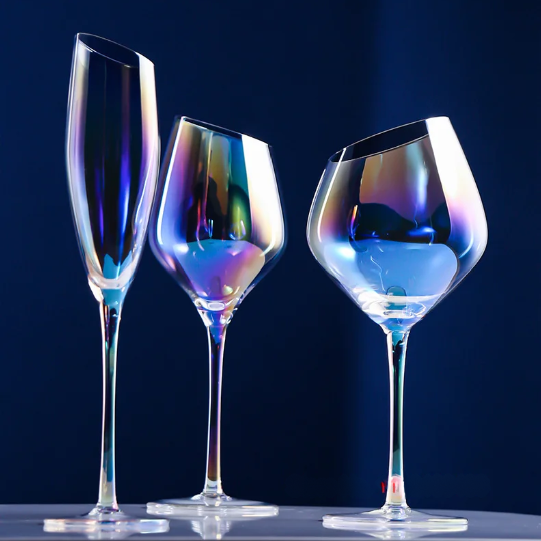 Radiant Crystal Rainbow Wine Glass Set