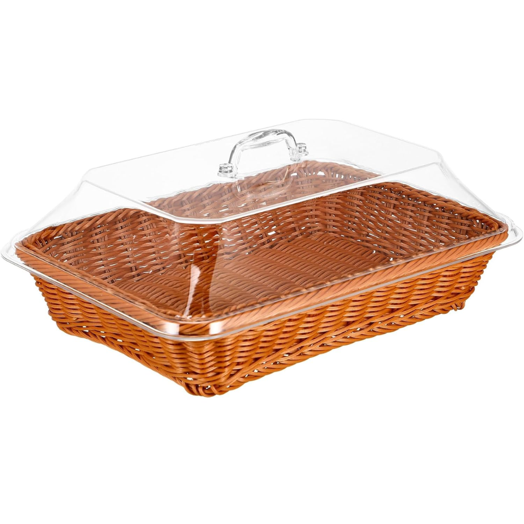 Naturale Vista – Woven Bread & Fruit Basket with Acrylic Lid