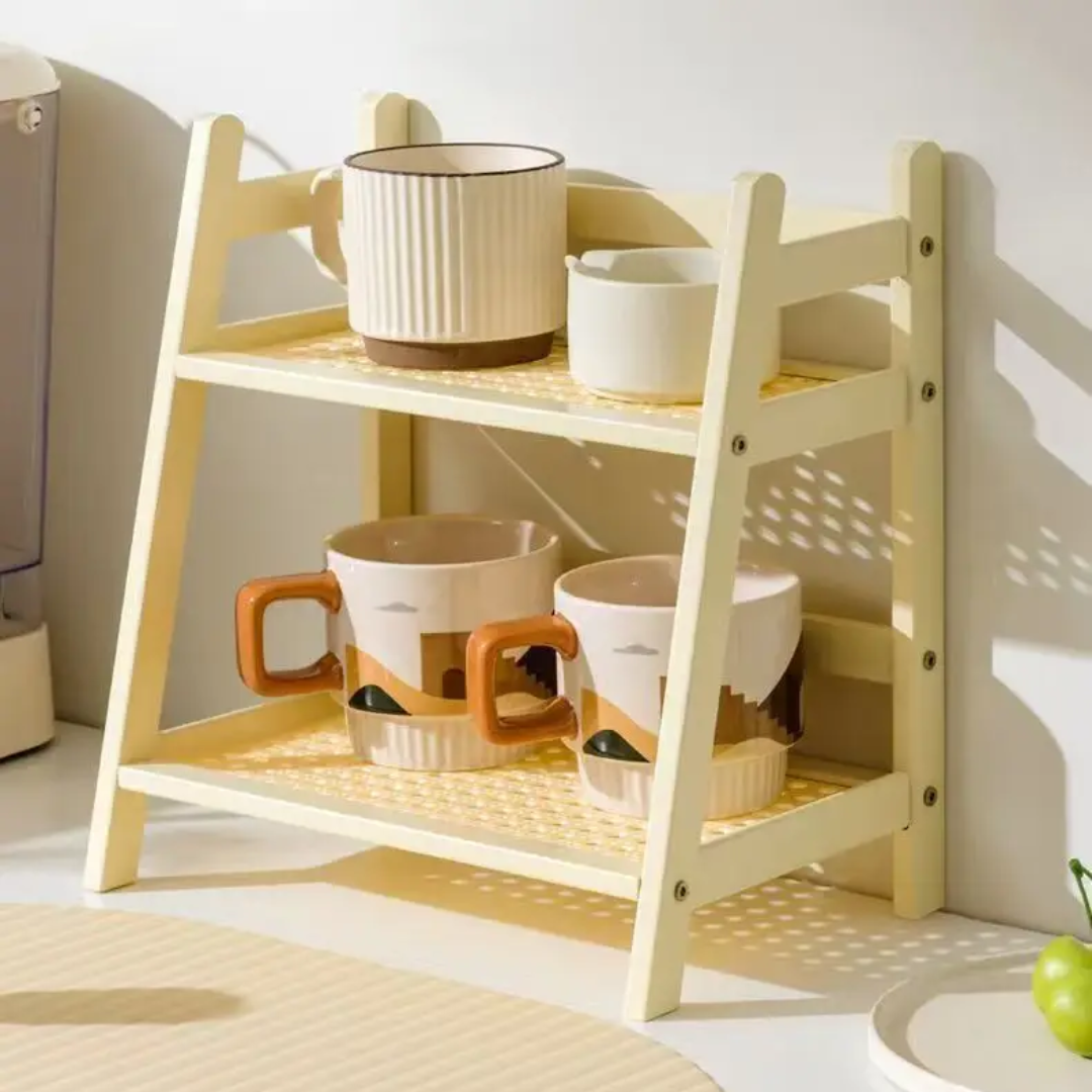 Rustico Duo – 2-Tier Bamboo Wood Counter Organizer