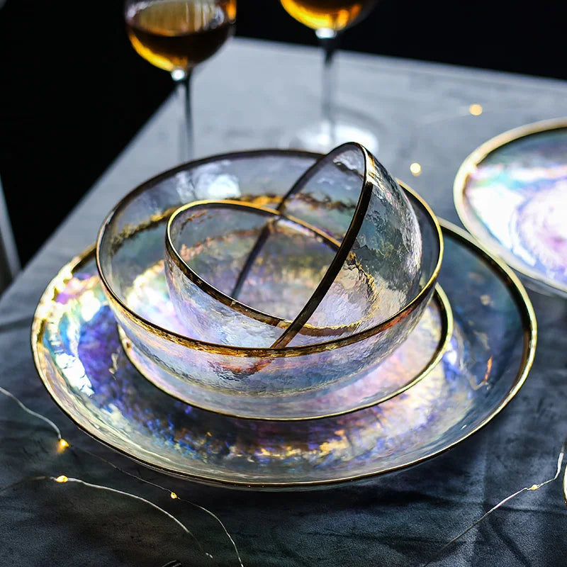 Aurora Gold Rim Glass Bowl