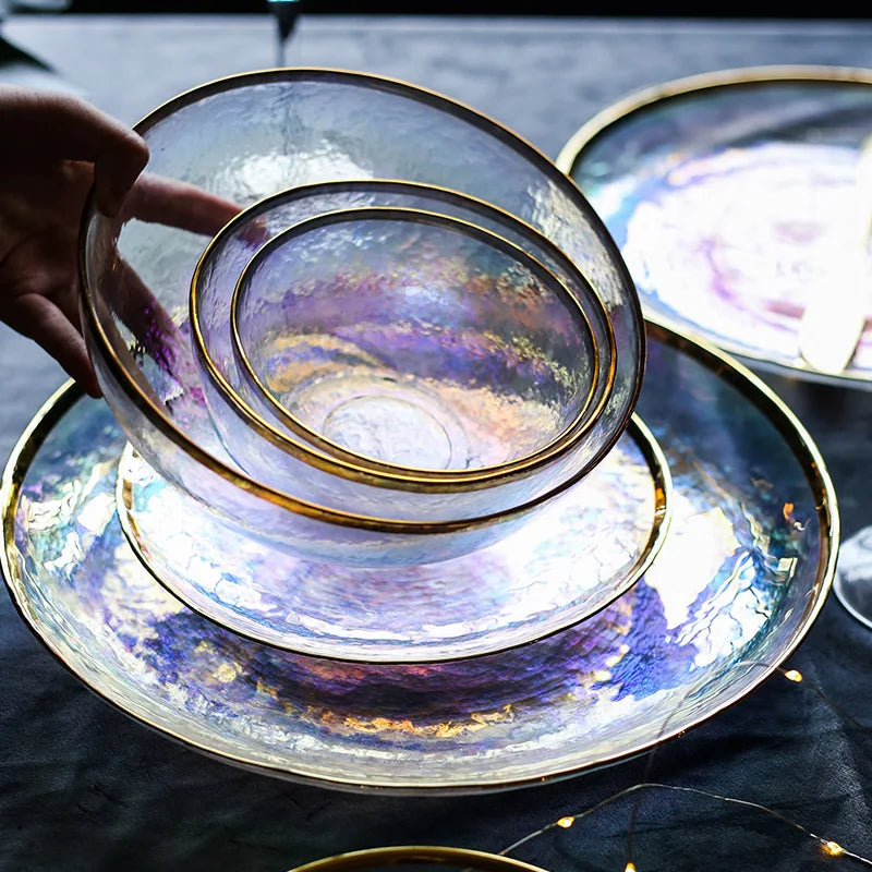 Aurora Gold Rim Glass Bowl