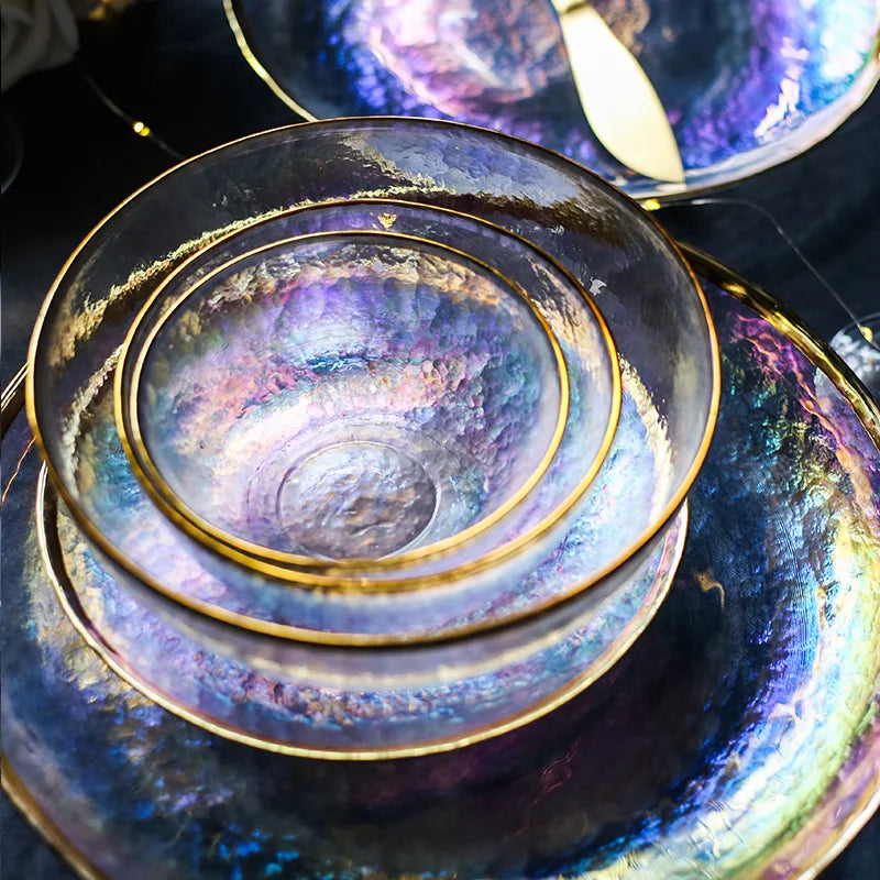 Aurora Gold Rim Glass Bowl