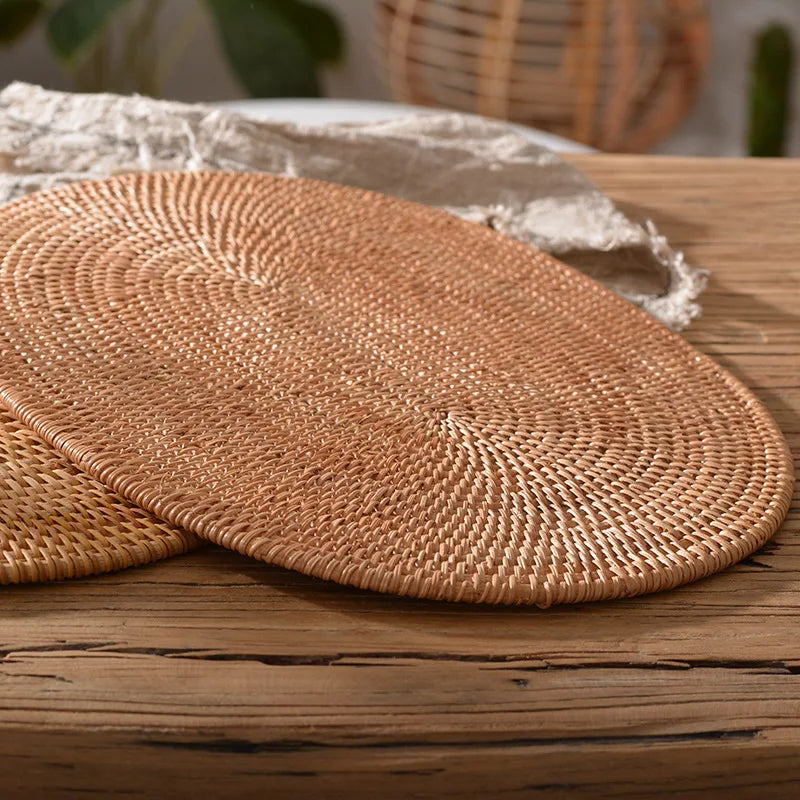 Organic Rattan Table Mat – Minimalist Placemat for Cutlery & Decor