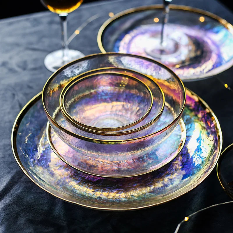 Aurora Gold Rim Glass Bowl
