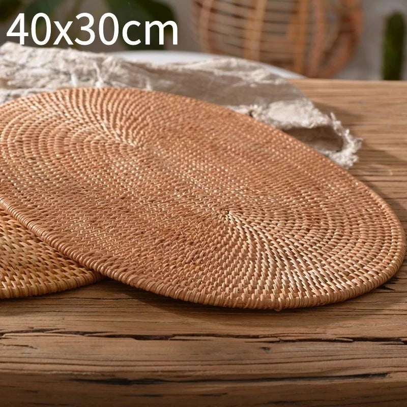 Organic Rattan Table Mat – Minimalist Placemat for Cutlery & Decor