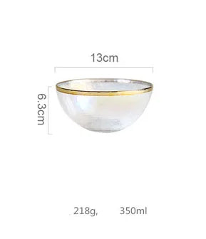 Aurora Gold Rim Glass Bowl