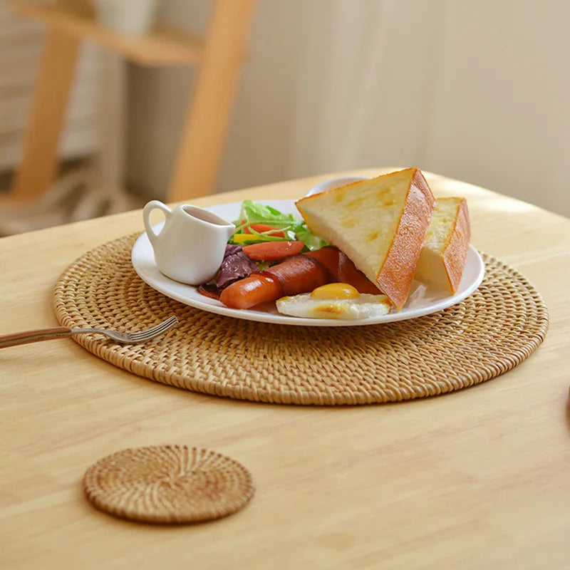 Organic Rattan Table Mat – Minimalist Placemat for Cutlery & Decor