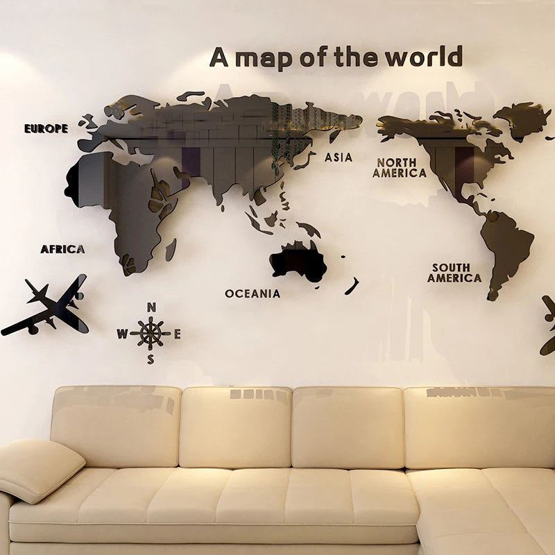 World Map Wall – 3D Acrylic World Map Wall Sticker
