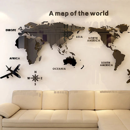 World Map Wall – 3D Acrylic World Map Wall Sticker