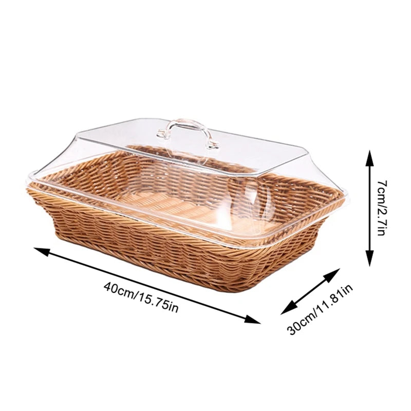 Naturale Vista – Woven Bread & Fruit Basket with Acrylic Lid