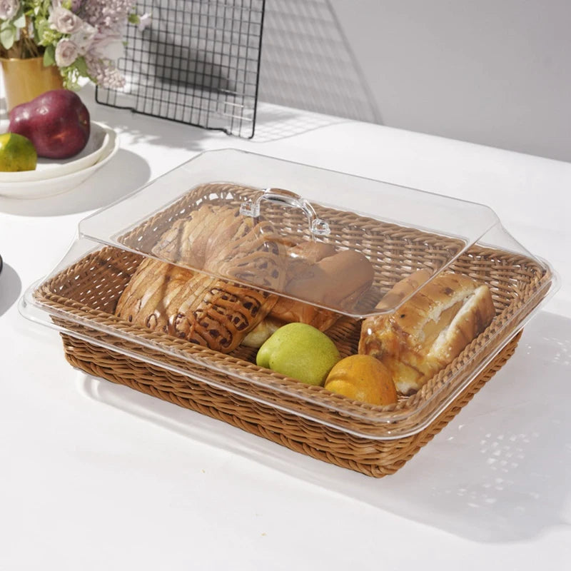 Naturale Vista – Woven Bread & Fruit Basket with Acrylic Lid