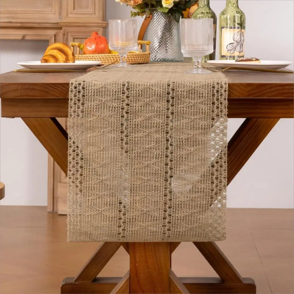 RusticMac™ – Macrame Jute Burlap Table Runner