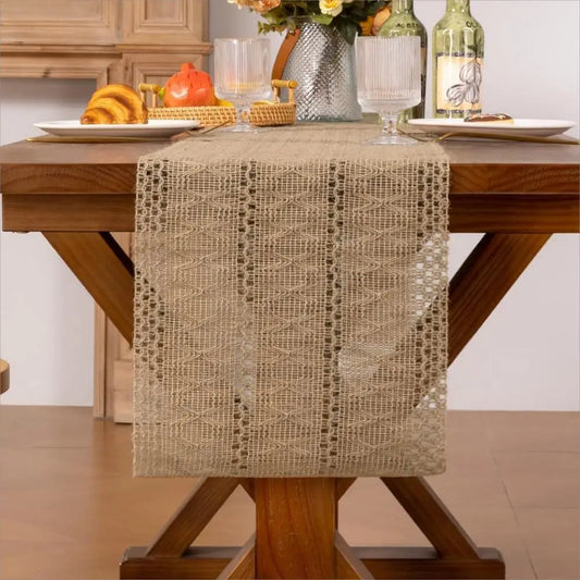 RusticMac™ – Macrame Jute Burlap Table Runner