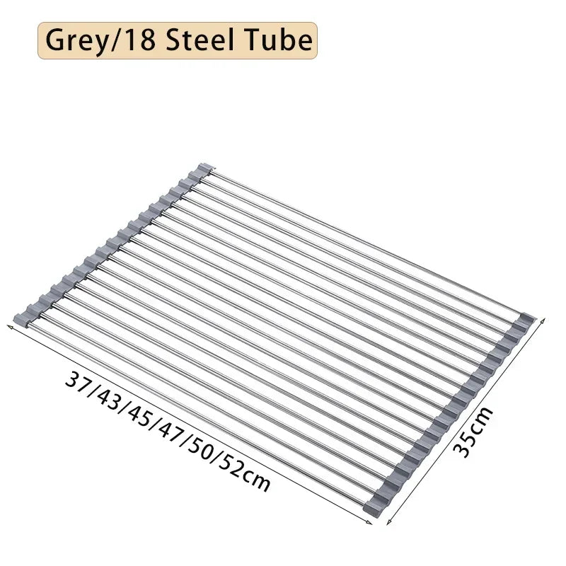 FlexiDry Pro – 304 Stainless Steel & Silicone Folding Sink Rack