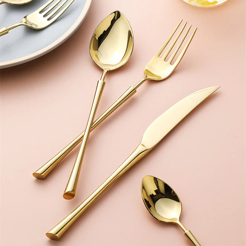 Shiny Gold 18/10 Stainless Steel Flatware Set