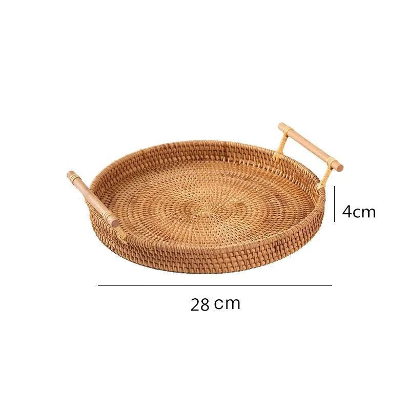 RattanArt™ – Handmade Rattan Serving Tray Set
