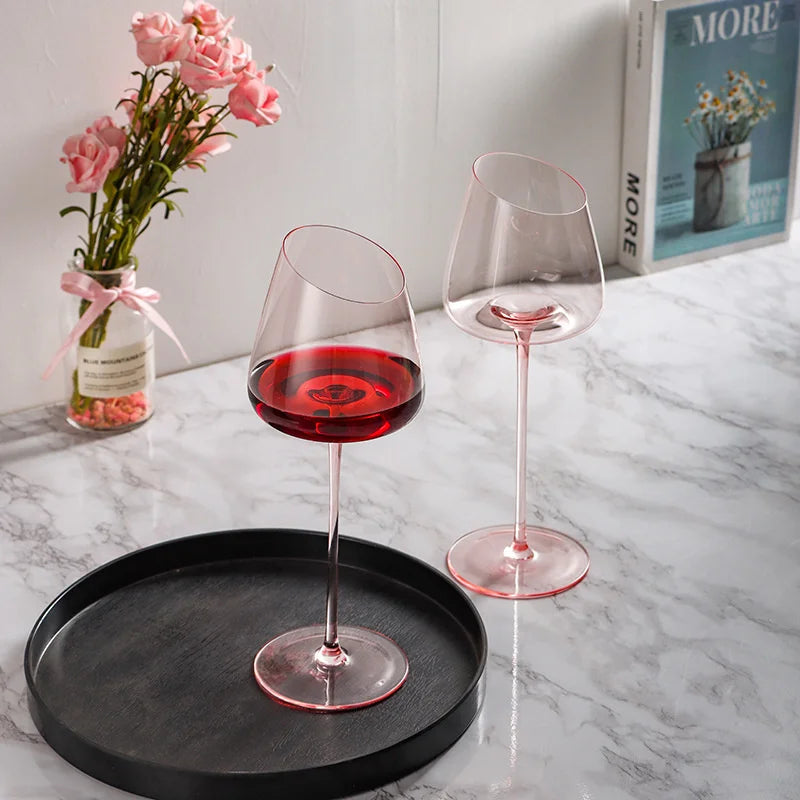 Flamingo Pink Crystal Wine Glass