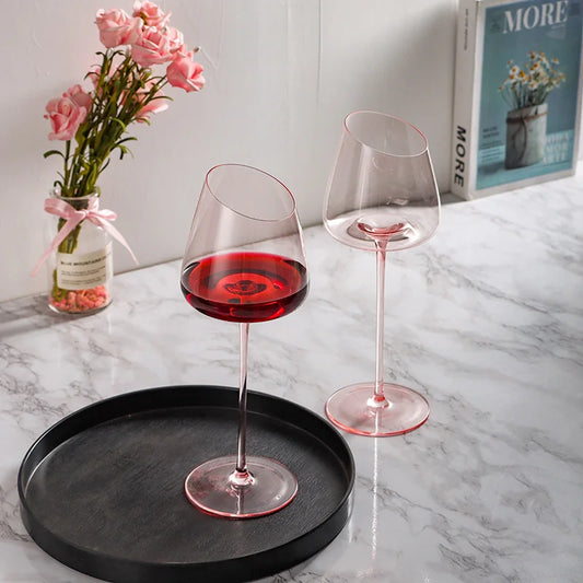 Flamingo Pink Crystal Wine Glass