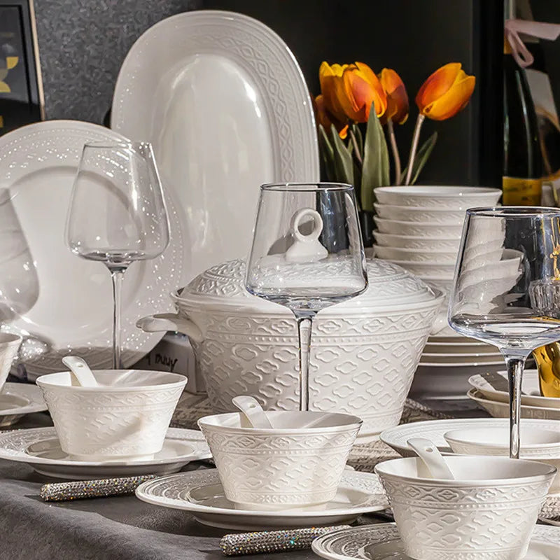 Blanc Élégant Dinner Set