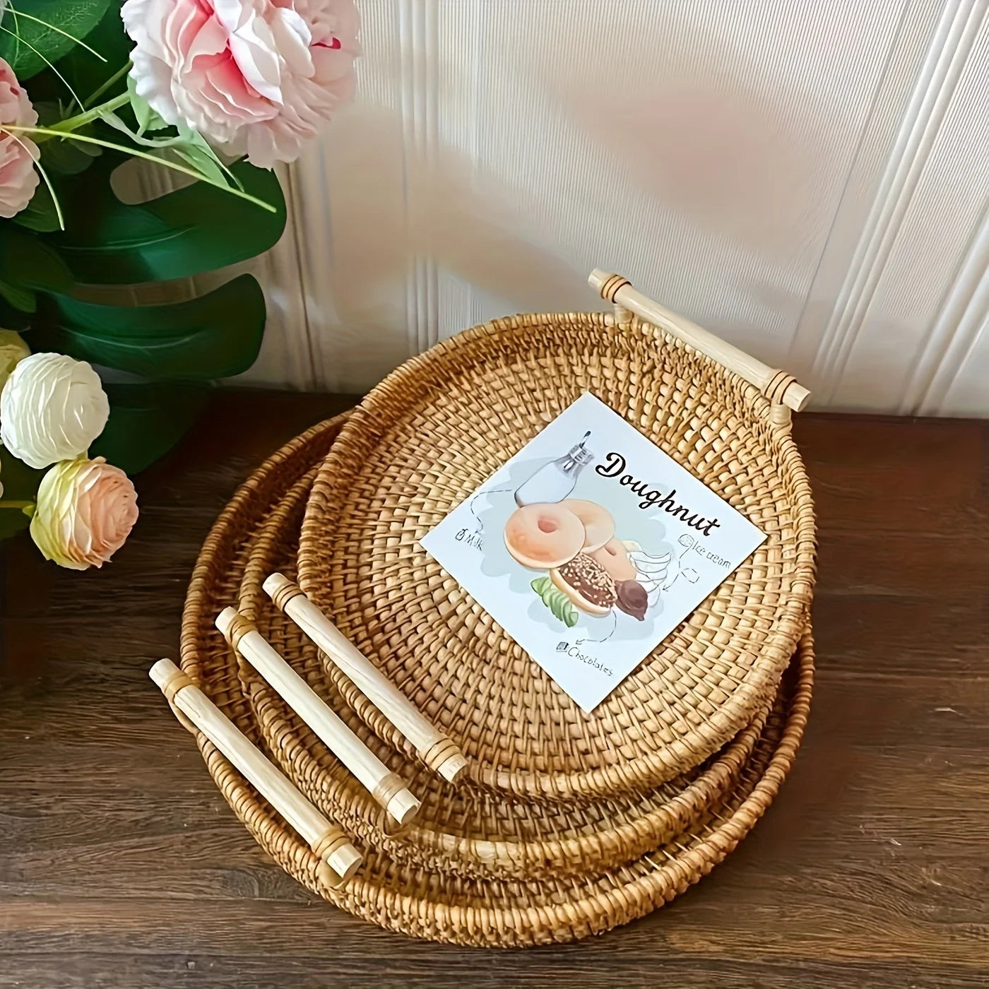 RattanArt™ – Handmade Rattan Serving Tray Set