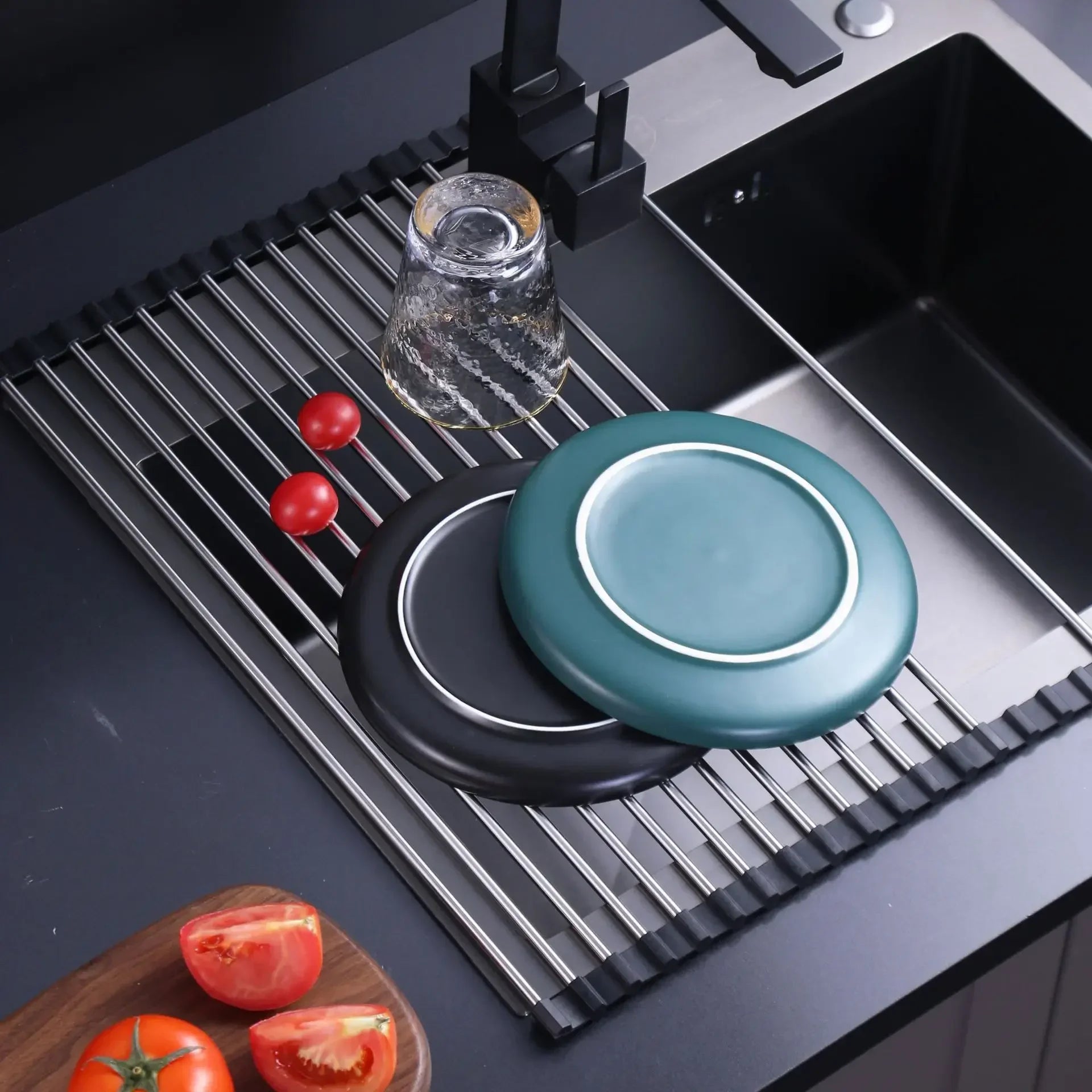 FlexiDry Pro – 304 Stainless Steel & Silicone Folding Sink Rack