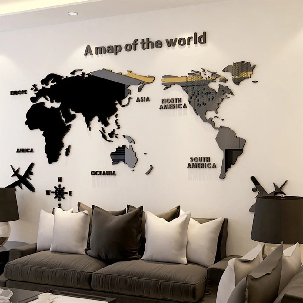 World Map Wall – 3D Acrylic World Map Wall Sticker