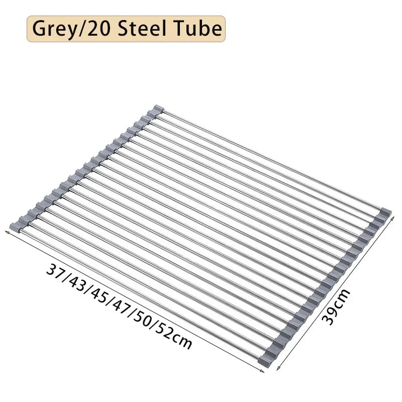 FlexiDry Pro – 304 Stainless Steel & Silicone Folding Sink Rack