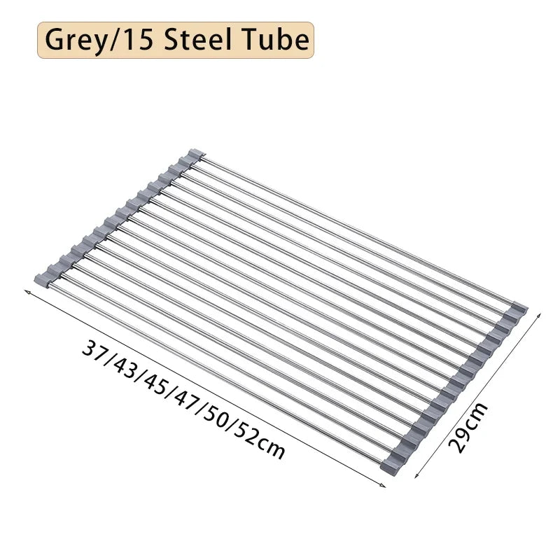 FlexiDry Pro – 304 Stainless Steel & Silicone Folding Sink Rack