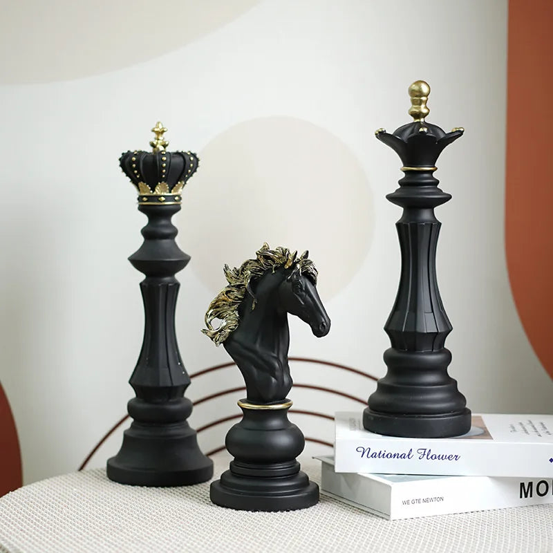Regal Chess Set – King, Queen & Knight Resin Sculptures