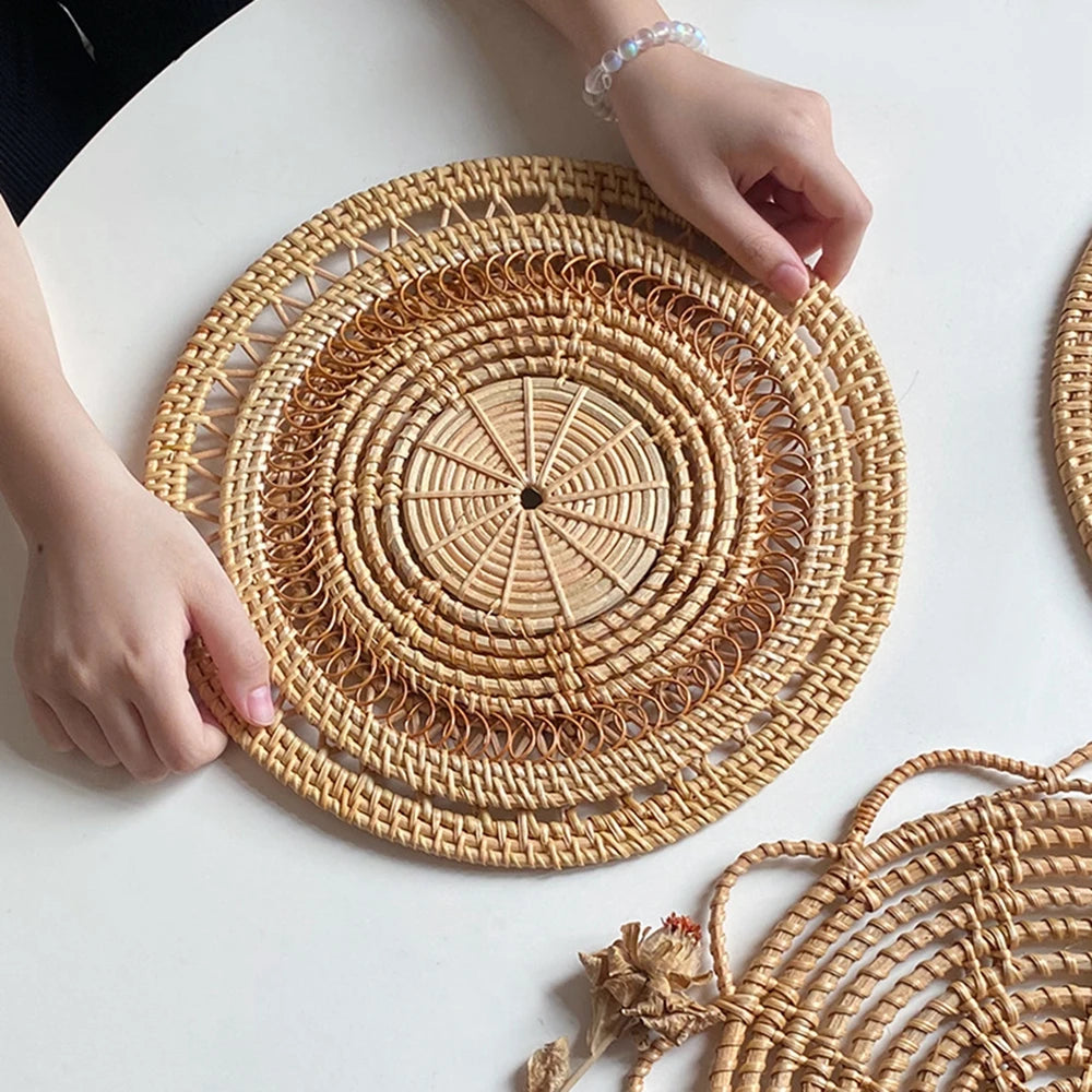 BohoNest™ – Handmade Rattan Woven Placemats