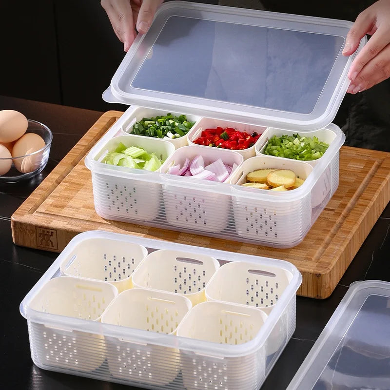 FreshPrep Pro – 2/6 Grid Refrigerator Food Organizer