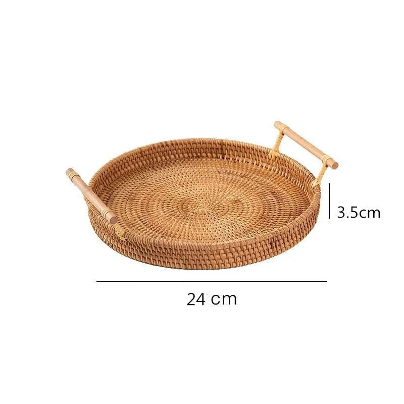 RattanArt™ – Handmade Rattan Serving Tray Set