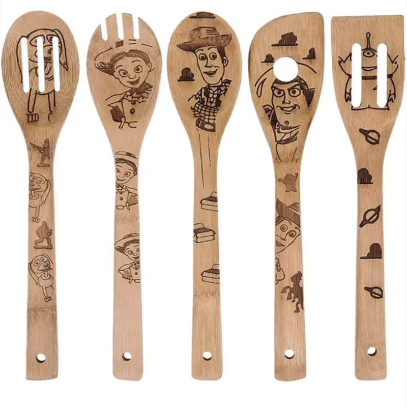 Disney Magic – 5-Piece Engraved Bamboo Kitchen Utensil Set