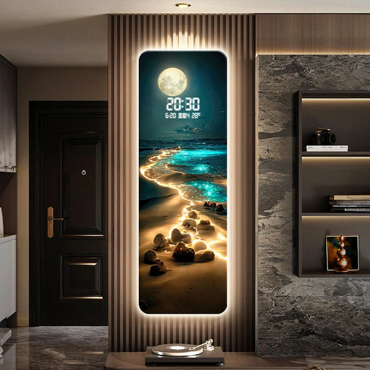 Lunar Wave ArtClock™ – LED Wall Art with Digital Display