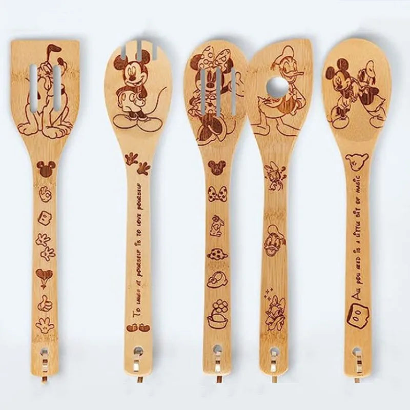 Disney Magic – 5-Piece Engraved Bamboo Kitchen Utensil Set