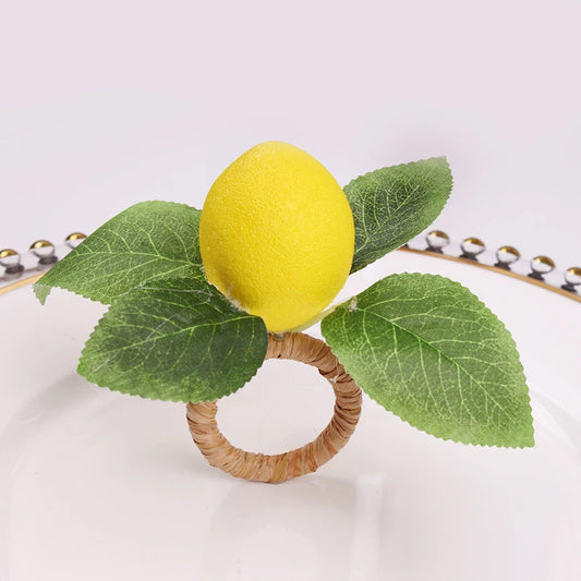 Lemon Grove Charm – Set of 4 Handmade Napkin Rings