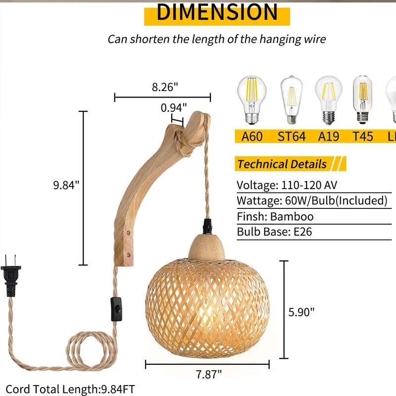 BambooLumi Lantern Wall Lamp