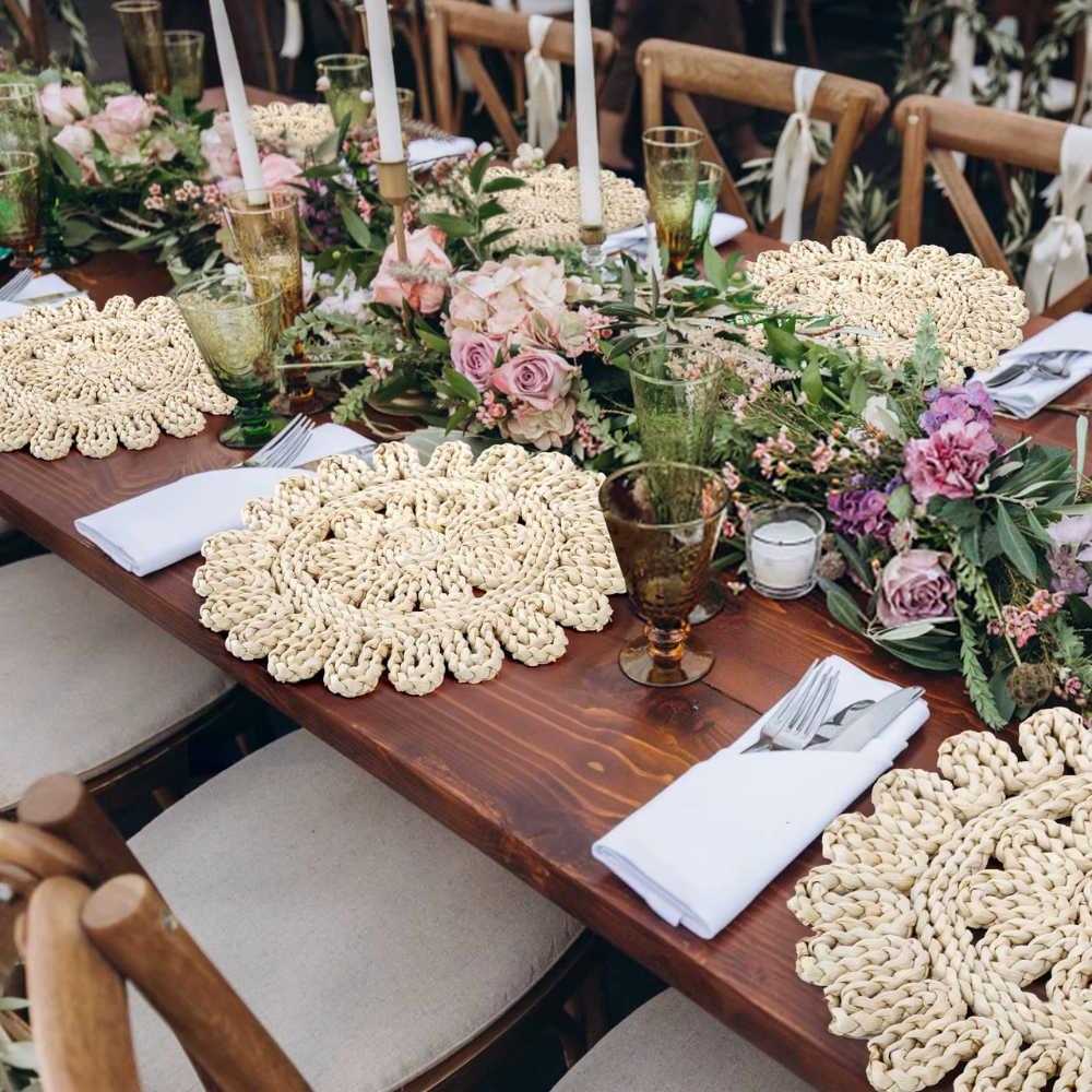 Rustic Boho Table Mats – Natural Woven Rattan Placemats