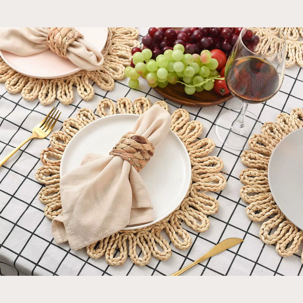 Rustic Boho Table Mats – Natural Woven Rattan Placemats